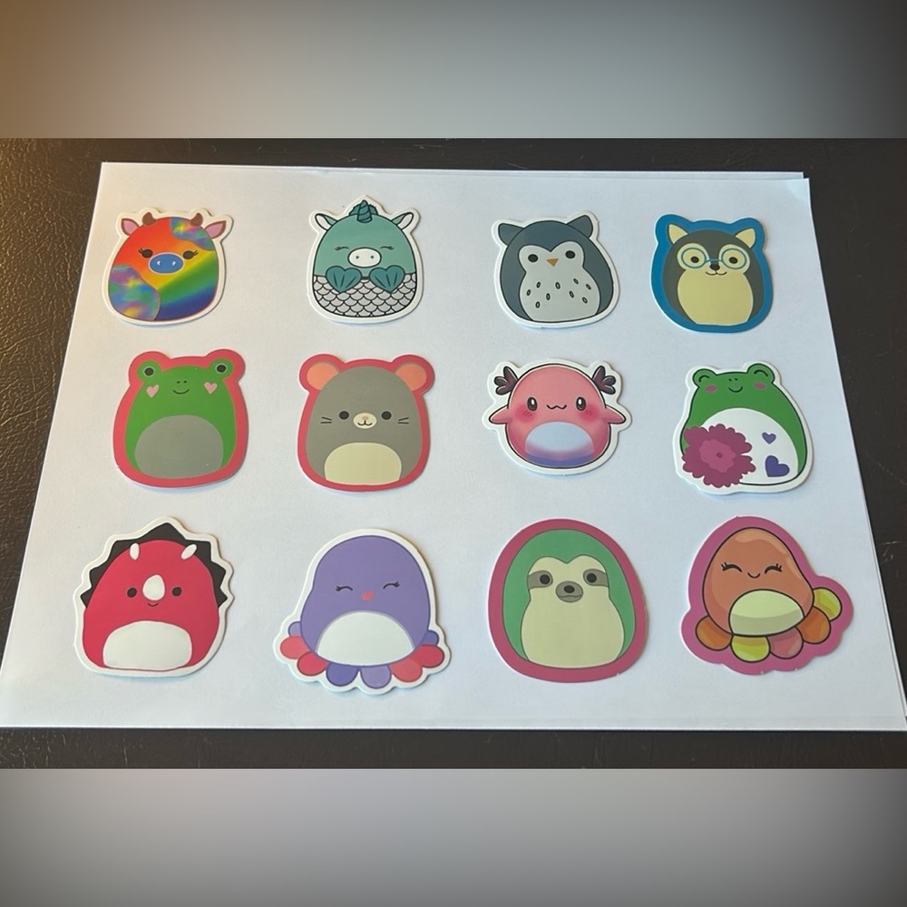 Cute Squishmallow Sticker for Laptops or Water Bottles (Waterproof) - Set of 12